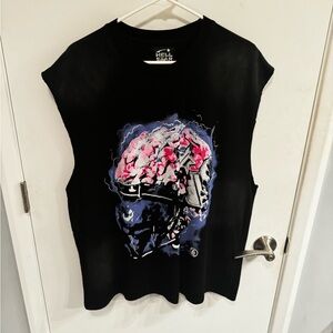 Hell Star black/pink mens size XL T shirt cut off sleeves Powered By The Star